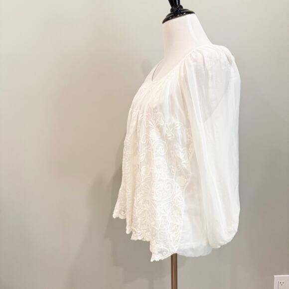 Angela Moda Blouse Size Small White Lace Embroidered Romantic Boho Sundance NEW - Picture 5 of 12